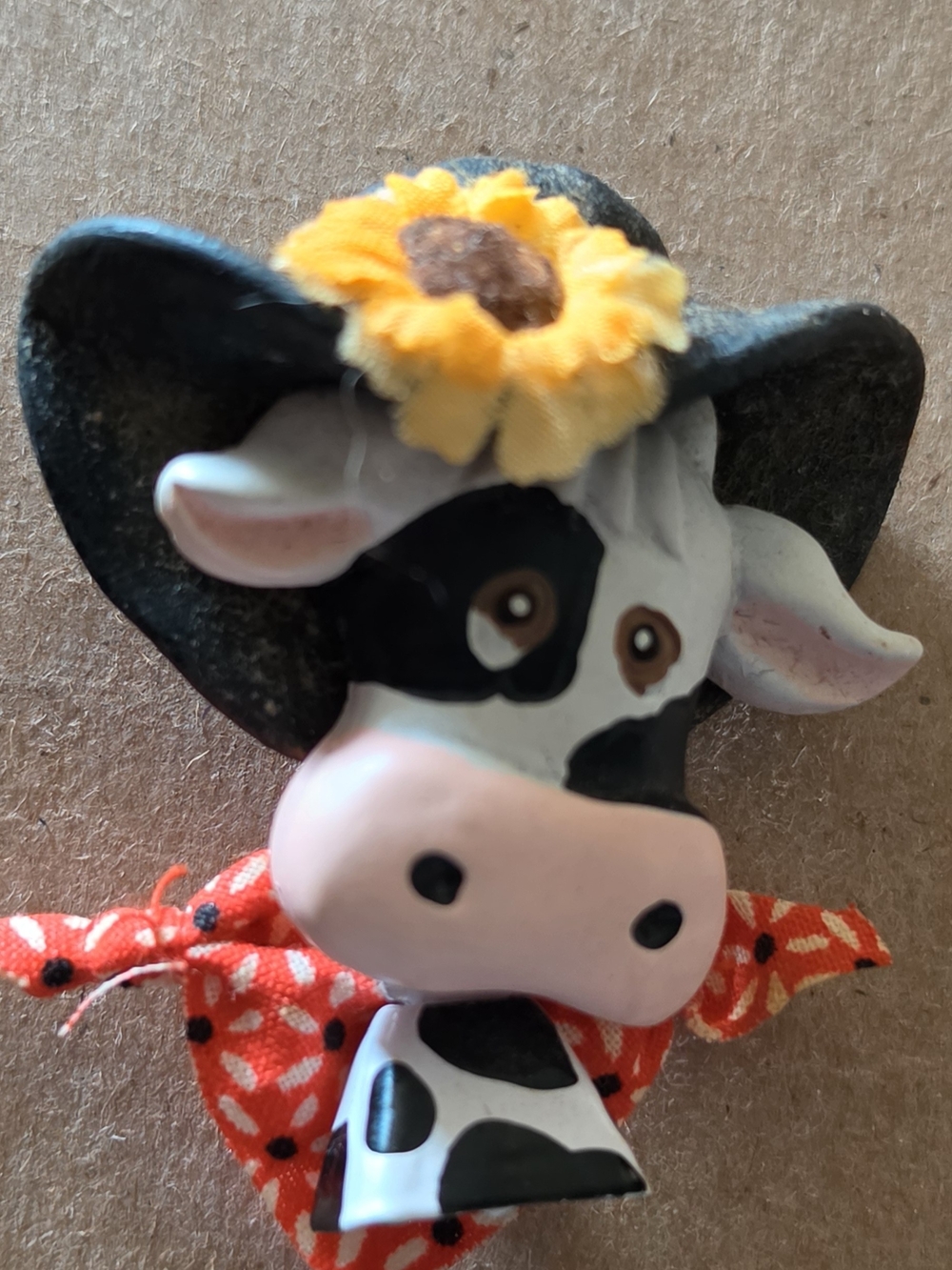 Holstein Cow Pin/Brooch with Yellow Sunflower Accent NEW